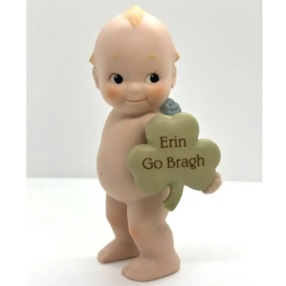 VTG '93 Jesco/Enesco Rose O'Neill Porcelain Kewpie Doll w/Erin Go Bragh Shamrock